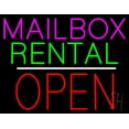 thumbnail image 1 of Mailbox Rental Open Block White Line LED Neon Sign 15 x 19 - inches, Black Square Cut Acrylic Backing, with Dimmer - Bright and Premium built indoor LED Neon Sign for Store interior and stroefront, 1 of 7