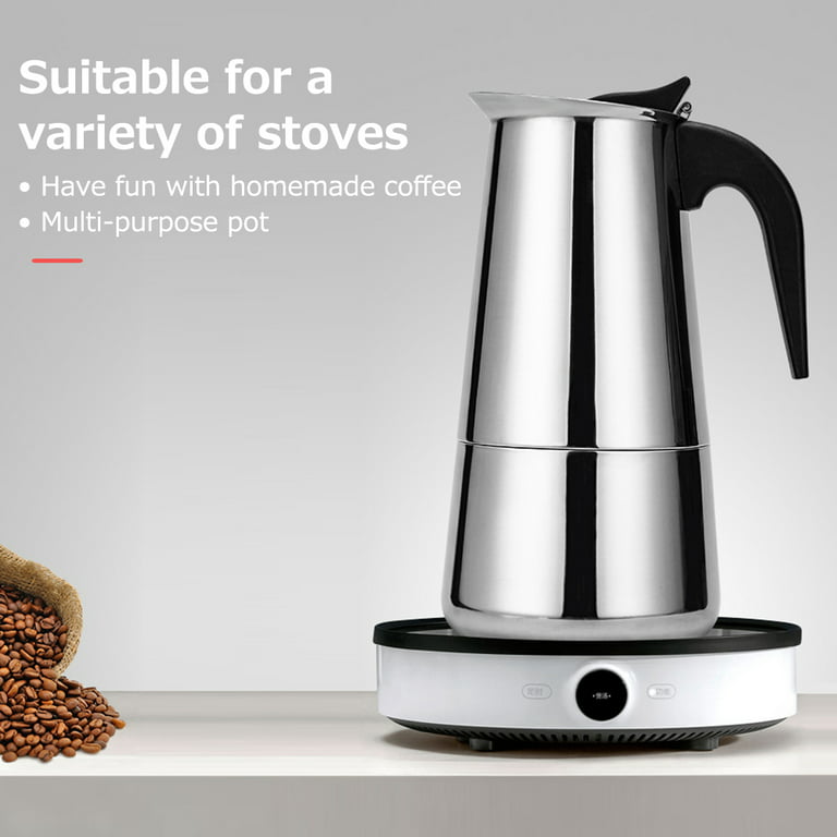 Electric Coffee Maker, Stainless Steel Espresso and Cappuccino Machine Stainless Steel Mocha Pot Coffee Maker (300ml)