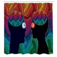 thumbnail image 3 of Ambesonne Romance Shower Curtain, Floral Eyes and Stripe, 69"Wx84"L, Multicolor, 3 of 5