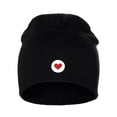 thumbnail image 2 of I&W Classic Winter Cuffless Beanie Knit Hat Love or Broken Heart Logo (Black Beanie, White Red Love Heart), 2 of 2