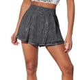 thumbnail image 5 of Miluxas Women's Sequin Skirt Sparkle Stretchy Bodycon Mini Skirts Party Club Short Dress with shorts Silver, 5 of 6