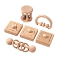 thumbnail image 1 of 6 piezas juguetes para bebés de madera juguetes para sonajeros de madera anillos de agarre juguete para agarrar el anillo de madera para bebés, 1 of 9
