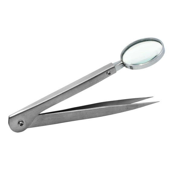 Forceps with Built-In Magnifying Glass, 5" - Fine Tip Tweezers - Excellent for Detailed and Precise Work - Eisco Labs