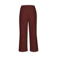 thumbnail image 5 of ShomPort Cotton Linen Pants for Women Wide Leg Elastic Waisted Casual Summer Trousers Loose Comfy ted Lounge Pants (Red 16), 5 of 6