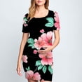 thumbnail image 2 of Taqqpue Women's Maternity Dress Short Sleeve Crew Neck Bodycon Wedding Guest Pregnancy Dresses Printed Fitted Stretch Maternity Clothes Summer Boho Baby Shower Photoshoot, 2 of 6