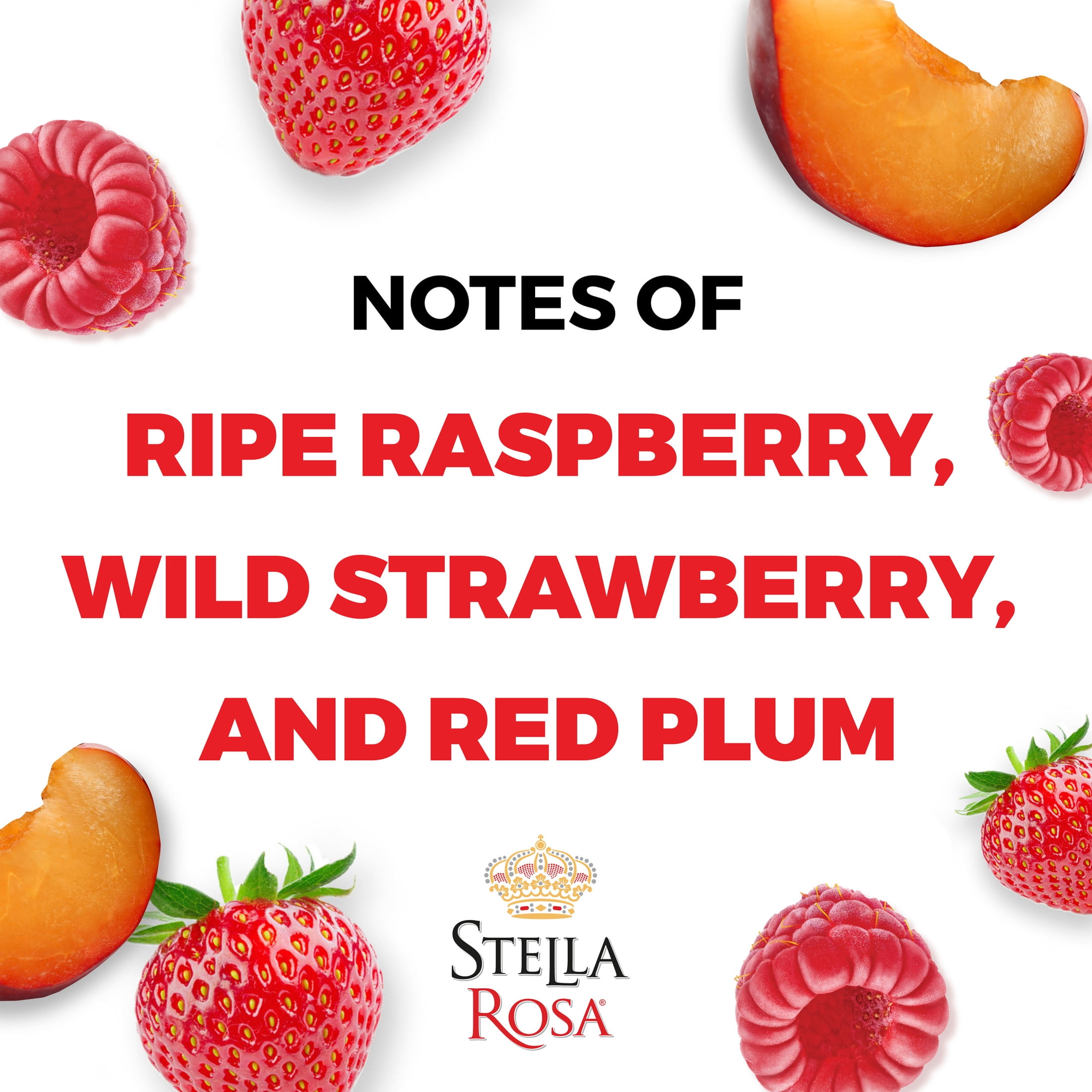 Stella Rosa Red Semi-Sweet Semi-Sparkling Wine, 750ml, 5% ABV, Flavors of Raspberry, Strawberry, and Plum