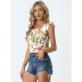 thumbnail image 2 of DARING DIVA Women's Tropical Square Neck Ruffle Tank Top XS White, 2 of 6