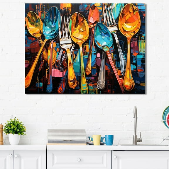 Designart "Pop Art Kitchen Tools" Utensils Canvas Wall Art