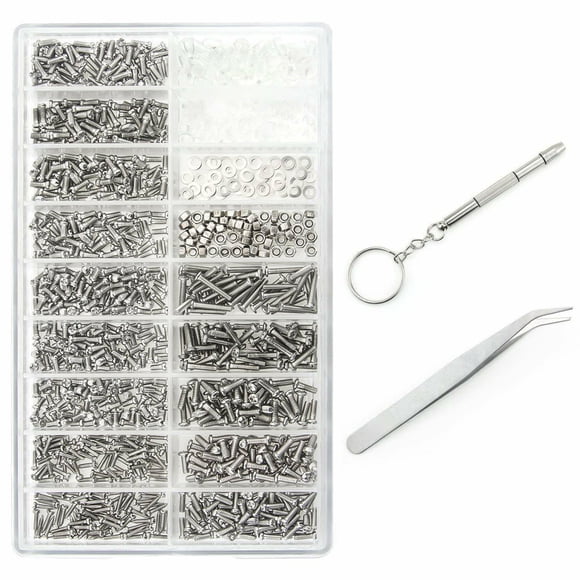 dodocool Vis de Réparation de Lunettes Lunettes de Soleil Kit de Réparation Petites Vis Ensemble d'Outils en Acier Inoxydable Environ 1000 Pcs