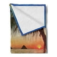 thumbnail image 2 of Hawaiian Soft Flannel Fleece Throw Blanket, Pacific Sunrise at Lanikai Beach Hawaii Wavy Ocean Surface Colorful Sky Scene, Cozy Plush for Indoor and Outdoor Use, 70" x 90", Brown Blue, by Ambesonne, 2 of 5