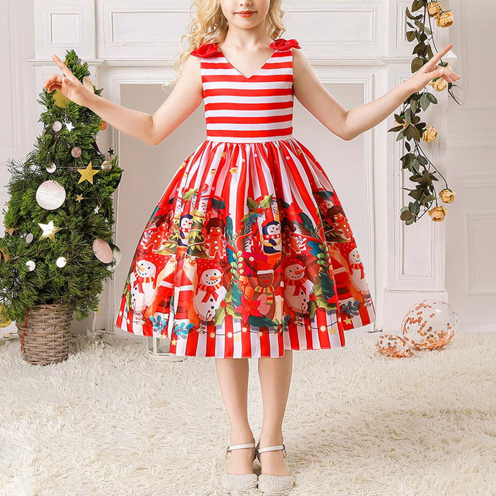 Details about   Toddler Baby Girls Sleeveless Christmas Princess Dress+Cute Bowknot Hat Outfits 