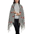 thumbnail image 2 of Fotbe Ladybugs on Black and White Striped Print Womens Fall Winter Scarf Tassel Soft Warm Blanket Scarves Womens Shawl Wraps, 2 of 8