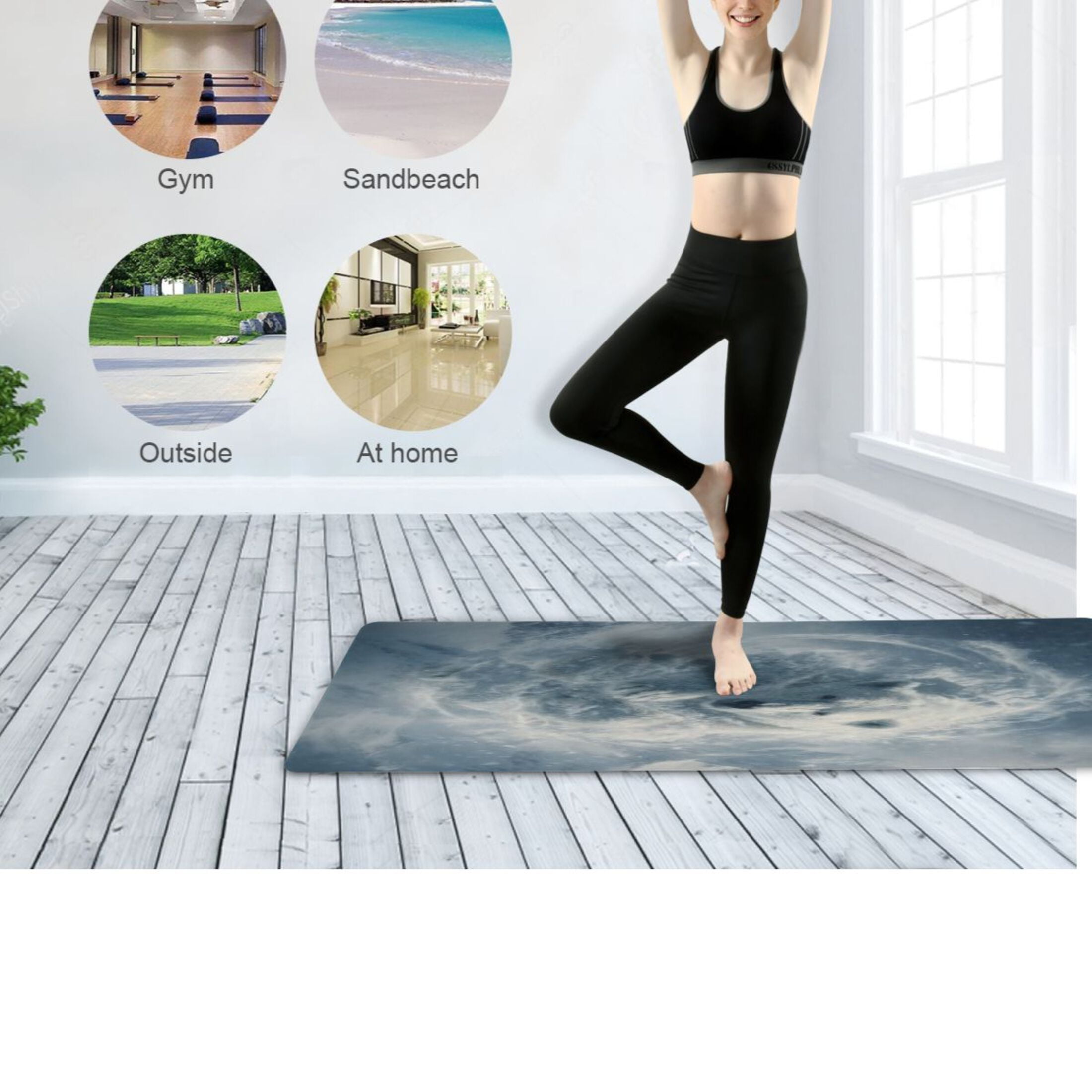 BZSMCE Yoga Mat Women Fitness Mat Swirl Polar Bear Pattern