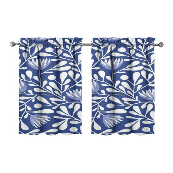 Boho Chic Kitchen Curtains Set of 2, 27.5x36 Inch Abstract Tribal Semi-Sheer Curtains, Rod Pocket Design for Small Windows