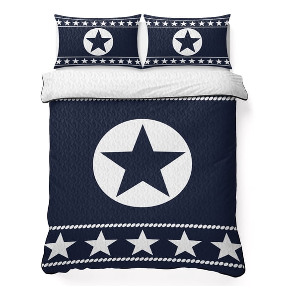 Quilt Sets Twin XL Size Western Texas Star Retro Comforter Set Soft Bedspread Coverlet 3 Pieces Tribal Navy Blue Quilted Bedding Set with 2 Pillowcases Thin Comforter Bed Cover 68x98 Inch