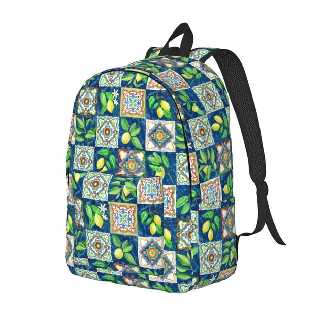 Disketp Lemon and Leaves Mochila de Lona Estampada, Mochila Escolar de Viaje Ligera para Estudiantes y Portátil-Medium