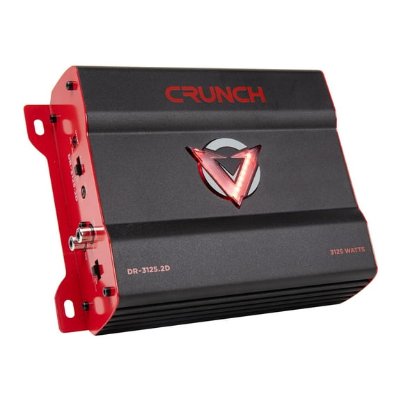 Crunch 3125W 2 Channel Subwoofer Car Audio Amplifier with Adjustable Crossovers, Bass Knob