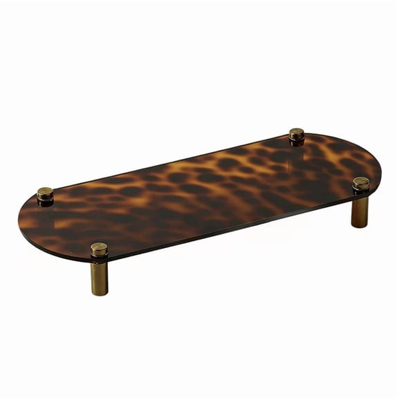 Tortoise Shell Leopard Pattern Acrylic Tray Organizer for Vanity, Dresser, or Nightstand