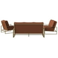 thumbnail image 6 of LeisureMod 3-Piece Sofa Set Upholstered in Leather Accent Chair with Gold Stainless Steel Base Loveseat and Removable Cushions for Modern Home Jefferson Collection in Cognac Tan, 6 of 8
