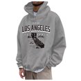 thumbnail image 3 of XIYON Hoodies For Men Plus Size Casual Sports Chest Letter Printed Long Sleeve Hooded Top Comfortable, 3 of 4