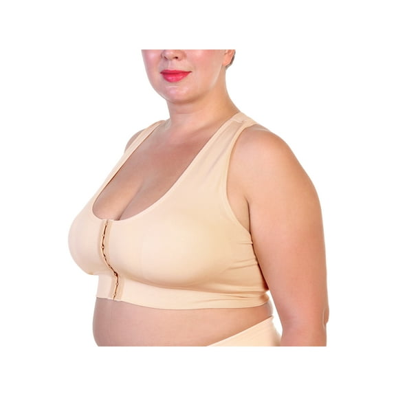 Angelina Seamless Extended Size Bra with Hook-and-Eye Front Closure (3-Pack)