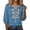 Sky Blue, variant on Boho Puff Sleeve Cotton Linen Tops for Women 3/4 Sleeve V Neck Breathable Embroidered Top Flowy Floral Shirts Loose Dressy Casual Blouses M