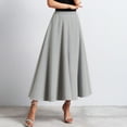 thumbnail image 2 of MIXUE Skirts For Women Summer Solid Color Elastic High Waist A Line Elegant Casual Maxi Skirt Holiday-Wear,Black,One Size, 2 of 8