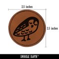 thumbnail image 2 of Sweet Owl Doodle 2.5" Faux Leather Round Engraved Iron-On Patch - Brown, 2 of 6