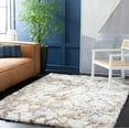 thumbnail image 2 of SAFAVIEH Horizon Milica Abstract Shag Area Rug, Ivory/Gold, 6'7" x 6'7" Square, 2 of 8