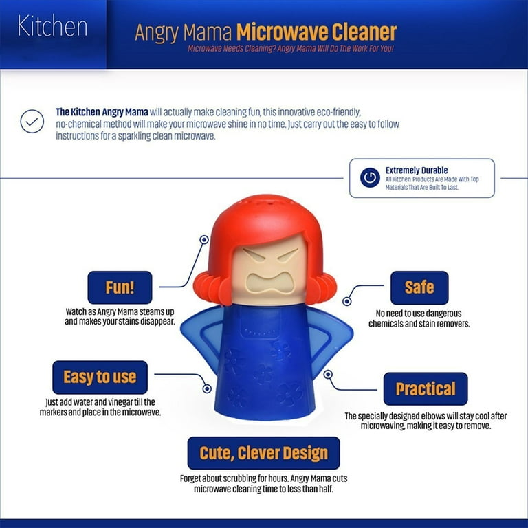 Coolmade Angry Mama Microwave Oven Steam Floo Cleaner Easily Cleans The Crud in Minutes, Steam Cleans and Disinfects with Vinegar and Water for Home