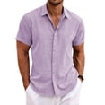 thumbnail image 1 of Camisa de lino de manga corta para hombre COOFANDY, color lavanda, 1 of 5