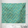 thumbnail image 1 of Floral Tapestry, Tulip Flowers on Wavy Background, Fabric Wall Hanging Decor for Bedroom Living Room Dorm, 5 Sizes, Teal Earth Yellow, by Ambesonne, 1 of 1