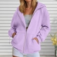 thumbnail image 2 of larppty Womens Y2K Solid Color Zipper Hoodie Long Sleeve Sweatshirt Casual Tops Oversized Vintage Streetwear (Light Purple, XXL), 2 of 4