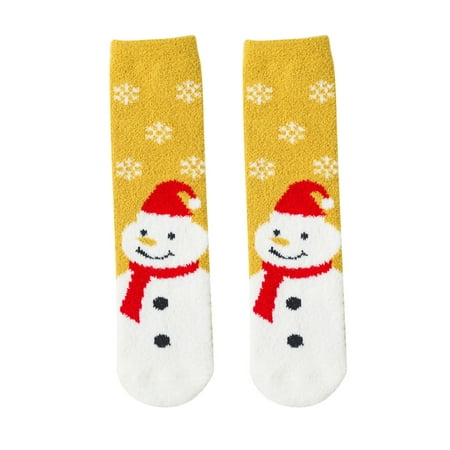 

kpoplk Christmas Socks Kids Children Christmas Stockings Cartoon Doll Stockings Infant Non Slip Floor Kids Wool Socks Winter(B)
