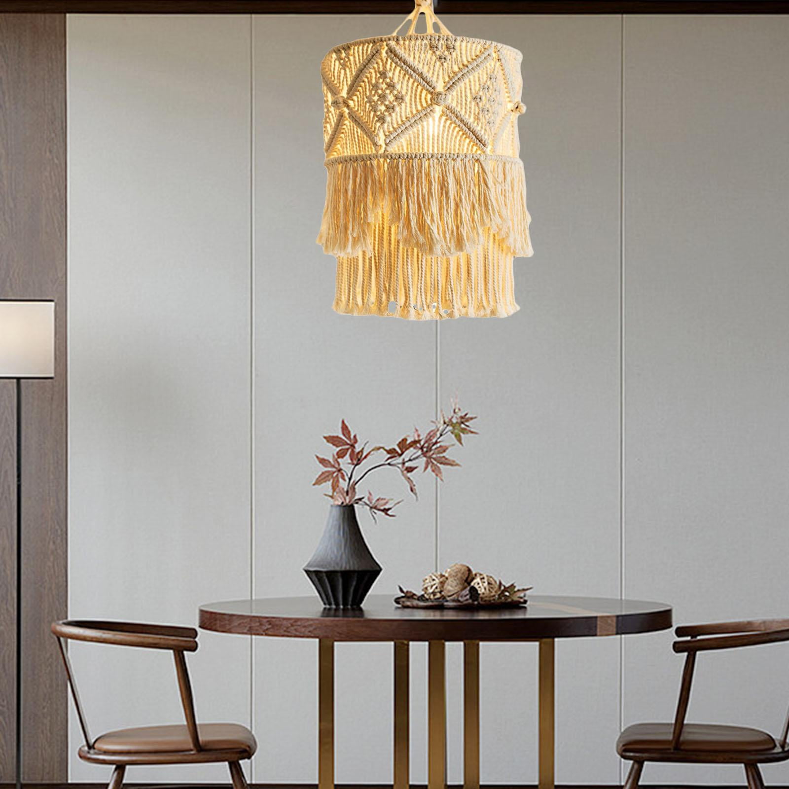Macrame Tassel Lamp Shade Woven Bohemian Hanging Lampshade Cover Removable Hotel Nursery Party Decor