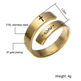 thumbnail image 2 of Religious Women Men's 18K Gold Plated Cross Cuff Ring, God Is Greater Than The Highs And Lows Catholic Christianity Jesus Finger Ring Stainless Steel Christian Jewelry Reminder, 2 of 7
