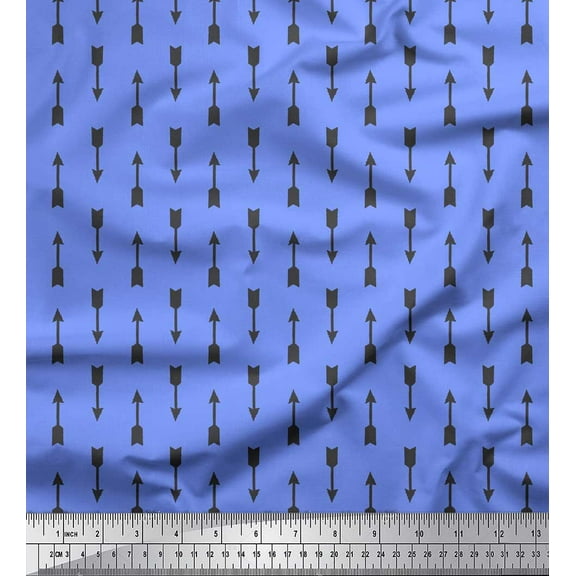 Soimoi Blue Cotton Duck Fabric Arrows Arrow Print Fabric by the Yard 42 Inch Wide