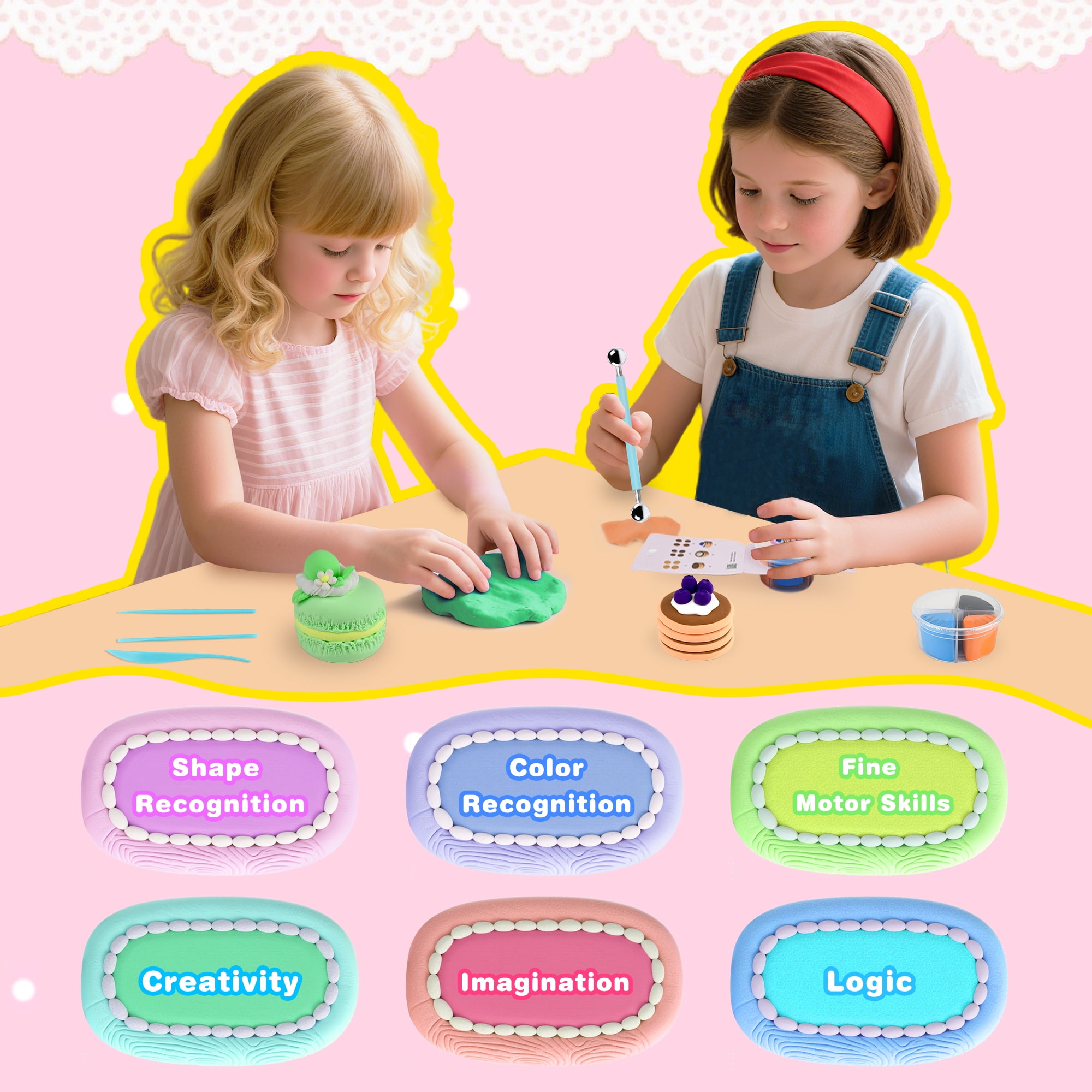 Nicella Air Dry Clay for Kids-12 Cake Modeling Clay , Molding Clay with Sculpting Tools & Tutorials, Ultra Light & Safe, DIY Arts and Crafts Gift for Girls Boys Ages 3+