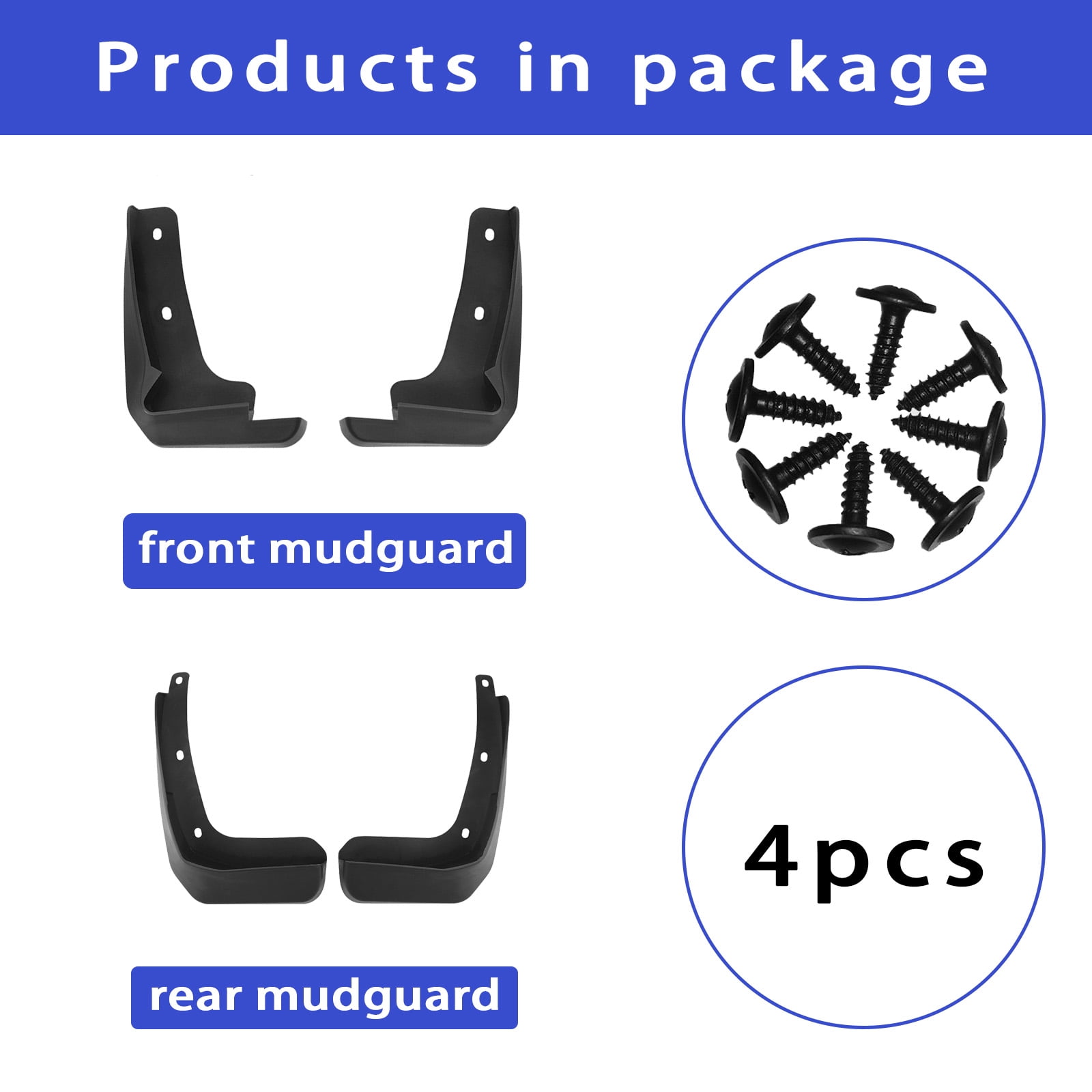 4Pcs Mud Flaps For Mitsubishi Mirage G4 2014-2024, No Drilling Mudflaps All Weather Protection, Front And Rear Splash Guards-black