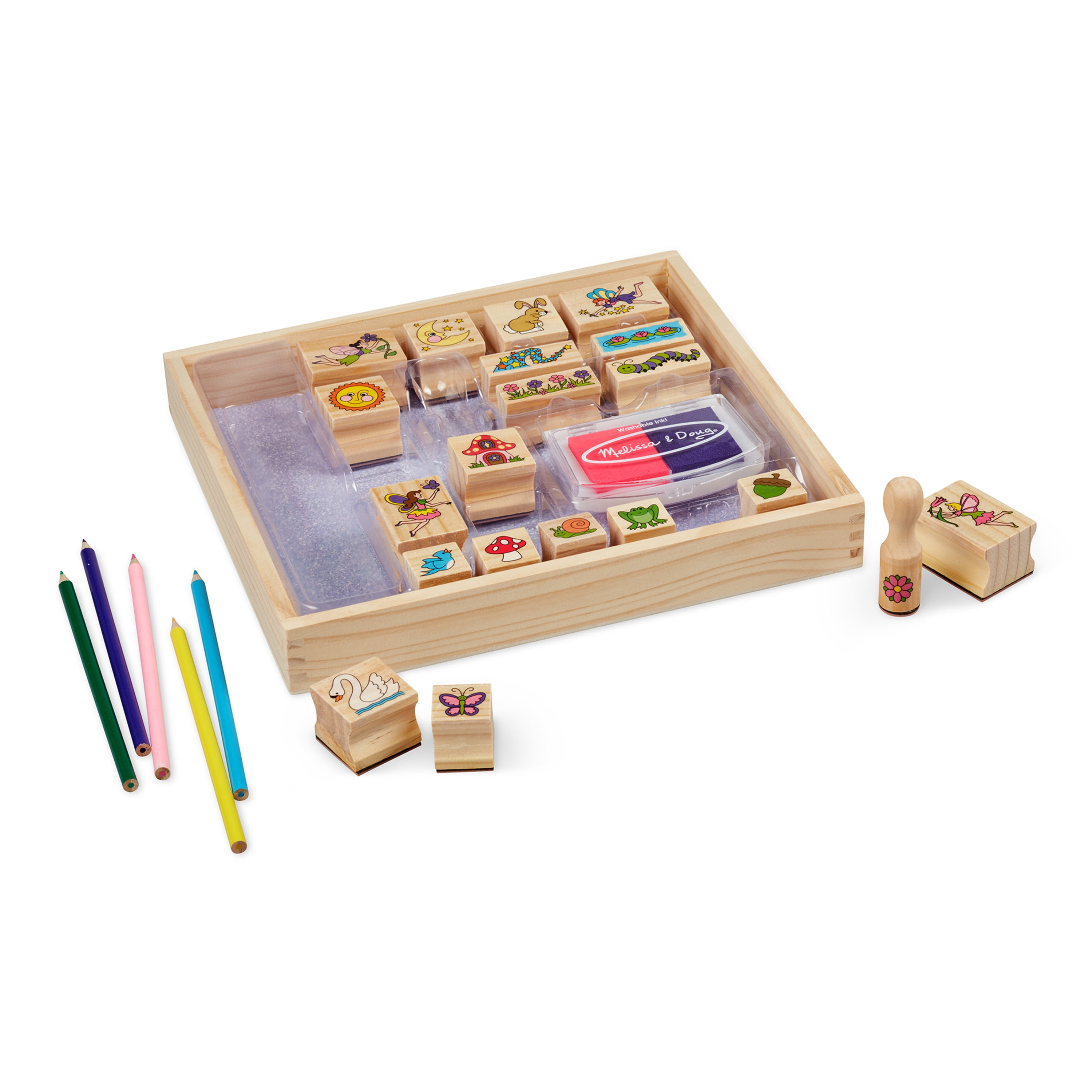 Melissa & Doug Stamp-a-Scene Stamp Pad: Fairy Garden - 20 Wooden