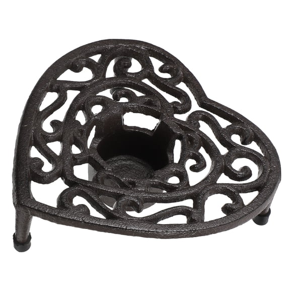Cast Iron Teapot Warmer Hollow Out Heart Shaped Teapot Warmer Stand With Tealight Candle Holders Teapot Heater Base Brewing Tea Coffee Tripod Rack