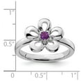 thumbnail image 2 of 925 Sterling Silver Prong set Stackable Polished Amethyst Flower Ring Size 8 Stackable Ring for Women, 2 of 2