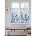 thumbnail image 6 of Kitchen Curtains 54 Inches length, Blue Leaf Window Treatment Curtain Drapes, Watercolor Country Plant Monochrome Branch Thermal Insulated Drapes for Basement Hotel RV, 42"x54", 2 Panels, 6 of 7