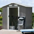 thumbnail image 2 of DreamCurship 6 x 4 FT Outdoor Storage Shed, Storage Sheds and Outdoor Storage Shed, Metal Storage Shed with Sliding Doors for Backyard, Garden, Gray, 2 of 7