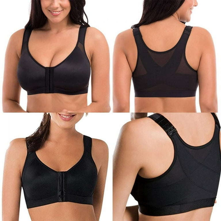 Popvcly Front Closure Sport Bra for Women 2Pack Yoga Running High