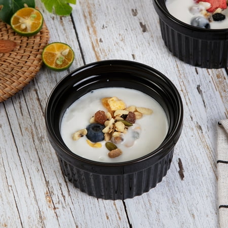 

8 oz Ramekins Bowls Creme Brulee Ramekin Porcelain Dipping Sauce Bowls for Baking Souffle Ramekins Set of 8 Black