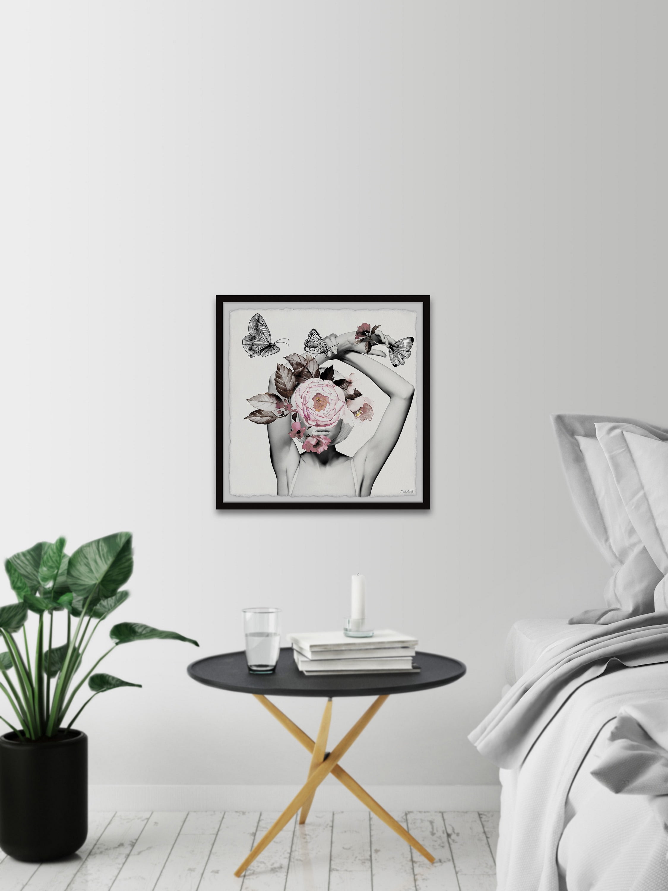Bloom and Butterflies 32 in x 32 in Framed Painting Art Prints, by Marmont Hill