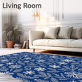 thumbnail image 2 of ODIKA 2'x3' Machine Washable Non-Slip Area Rug, Holiday Snowflake and Pine Branch Interlocking Latch Hook Design High Traffic Rug with Pad, Blue, 746830, 2 of 8