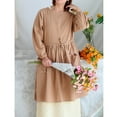thumbnail image 6 of Cotton Linen Apron Ladies Long Sleeve Apron Gardening, Painting, Baking, Home Cooking Apron - Caramel, 6 of 6