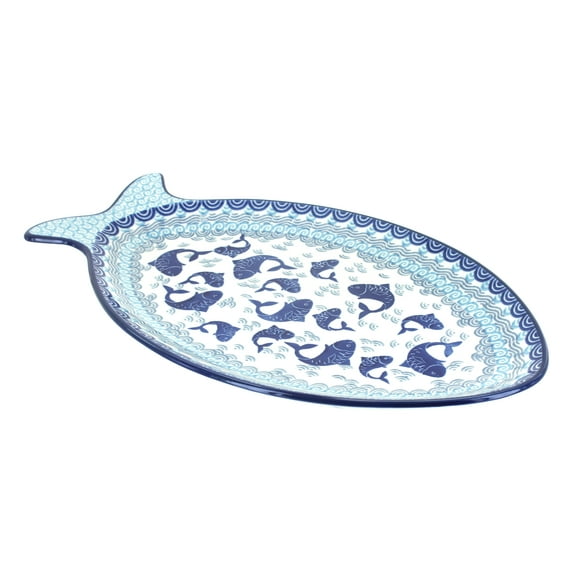 Blue Rose Polish Pottery Summer Fun Large Fish Platter